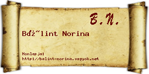 Bálint Norina névjegykártya